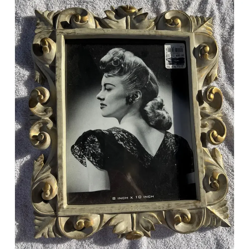 8 x 10 Frame Elaborate Vintage Style Distress Gold Leaf Ornate Floral Design NWT